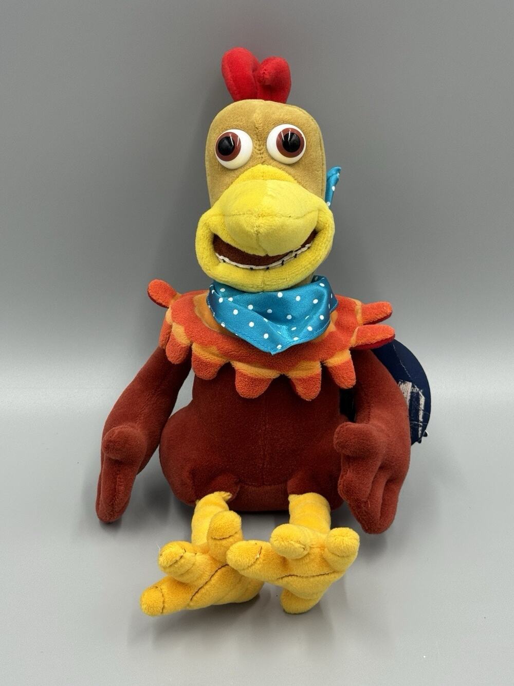 Vintage 2000 Chicken Run Rocky Rooster Beanie Stuffed Bird Animal 10” Dreamworks